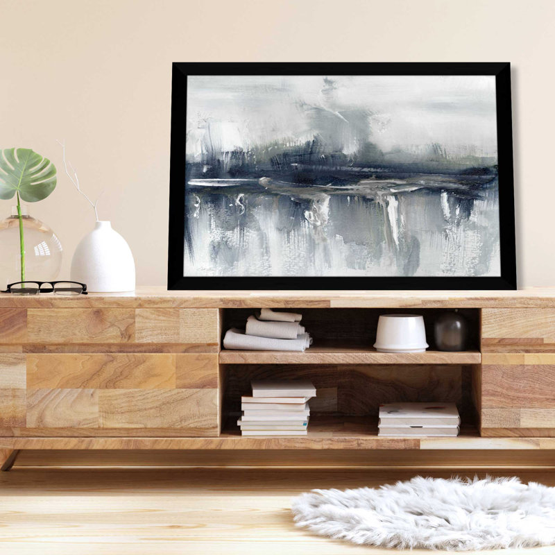 Indyscape II par Stella Chang - Peinture, L 49,5 po x H 33,5 po, Cadre noir