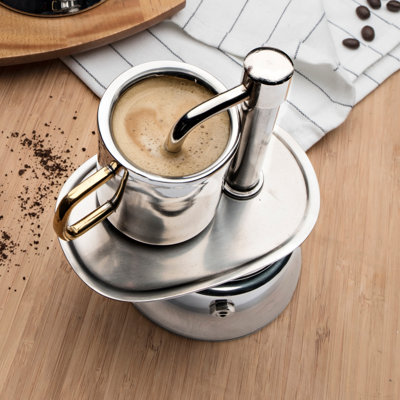 Cafetière à bec unique à 1 tasse - Machine à espresso en acier inoxydable pour cuisinière - Machine à café italienne pour espresso, cappuccino et moka - Cafetière portative pour la maison ou le camping par Kings County Tools