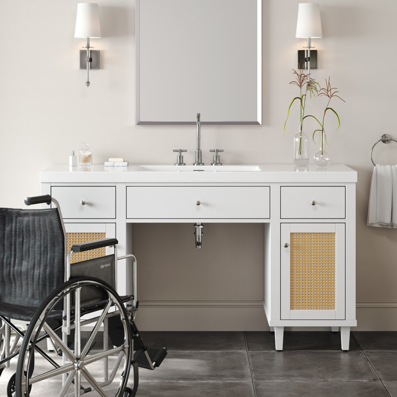 Meuble-lavabo moderne moderne conforme à Ada avec meuble-lavabo et lavabo à rangement en bois massif