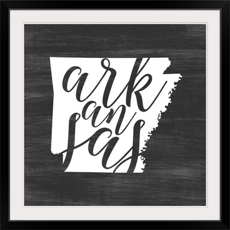 « home state typography arkansas », impression sur cercle intérieur, H 24 po x l 24 po x P 1 po, Cadre noir