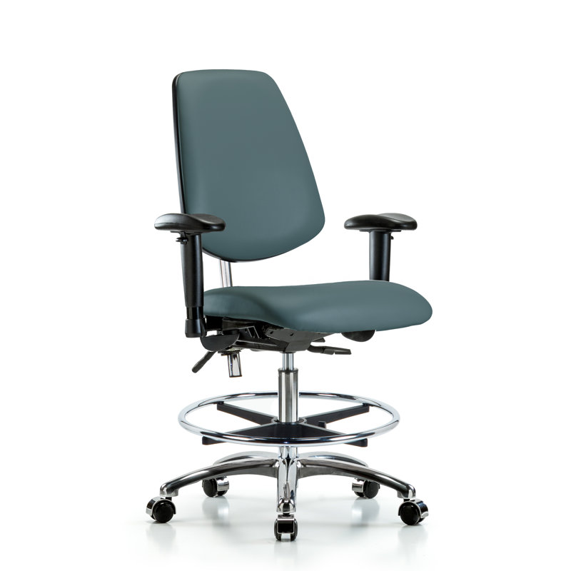 Chaise de dessinateur Josiah, Roulettes, Bleu colonial, Non inclus