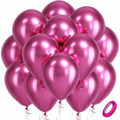 Metallic Hot Pink Latex Party Balloons - 100 Pack 12 Inch Round Helium Metallic Pink Magenta Fushsia Balloons For Bachelorette Gender Reveal Birthday Wedding Anniversary Party Decorations