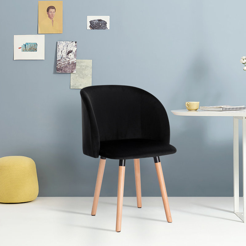 Jacalyn 47cm H Velvet Upholstered Side Chair, Black, Wood