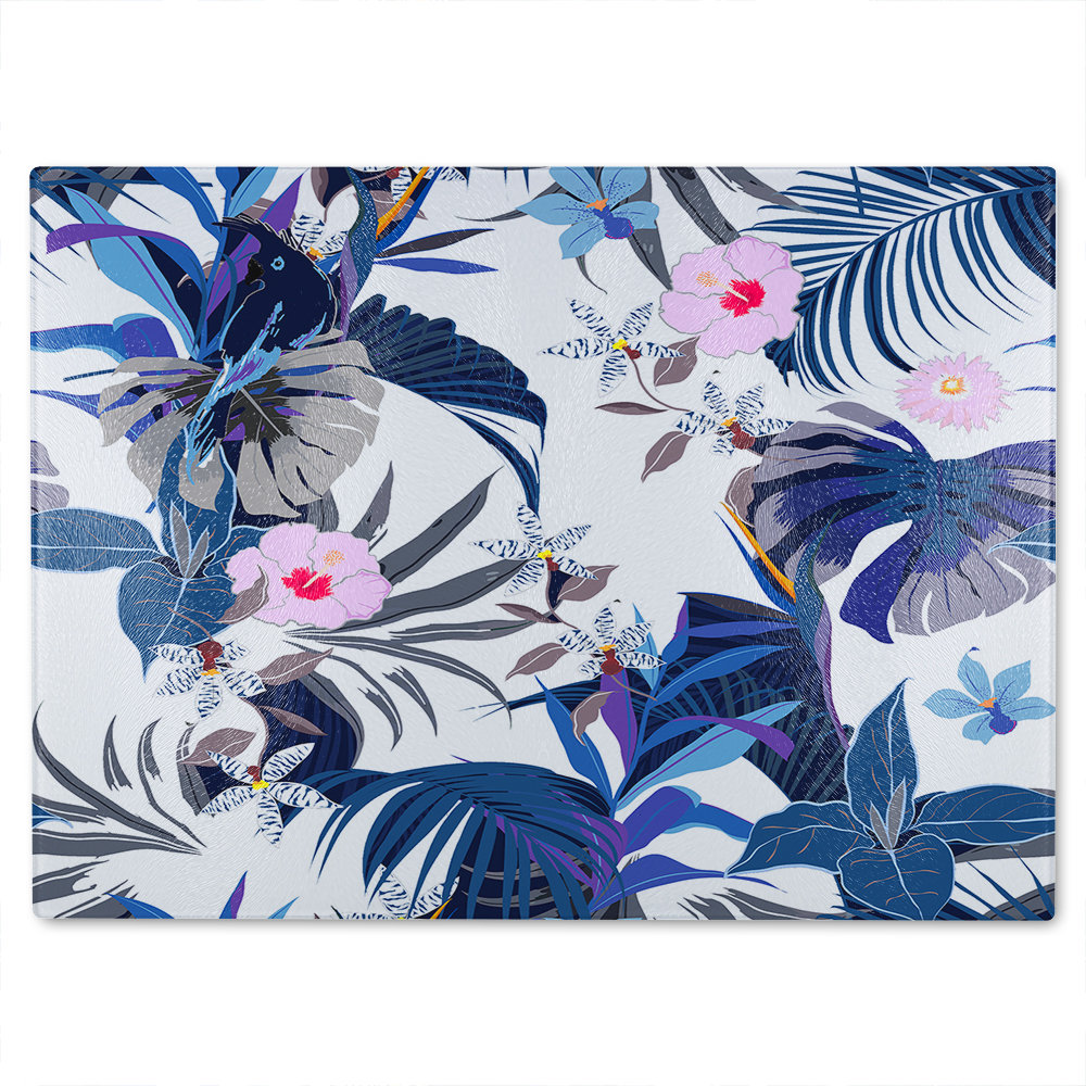 Winter Tropical Glass Chopping Board