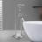 39-3/4 In. Double-Handle Freestanding Floor Mounted Bathtub Filler Faucets With Hand Held Shower Head In-111704736