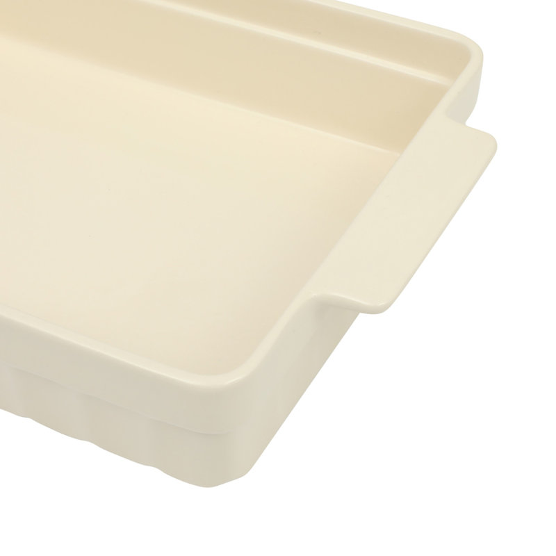 Plat de cuisson en céramique Martha Stewart Broadbrook, plat de cuisson rectangulaire de 13 po x 9 po avec poignées, grès émaillé crème pour casseroles, lasagnes, rôtis et desserts, allant au four et au lave-vaisselle
