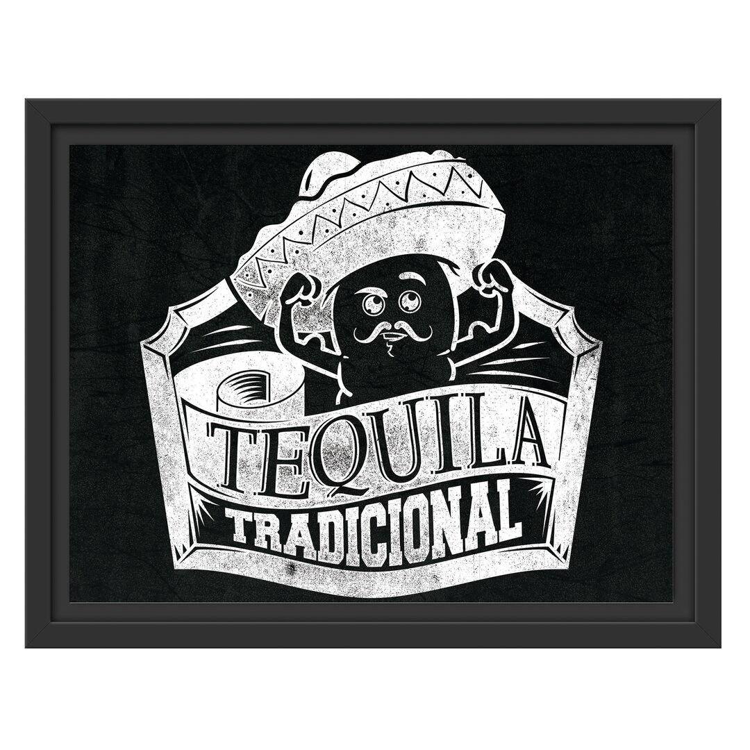 Gerahmtes Wandbild Tequila tradicional in Schwarz