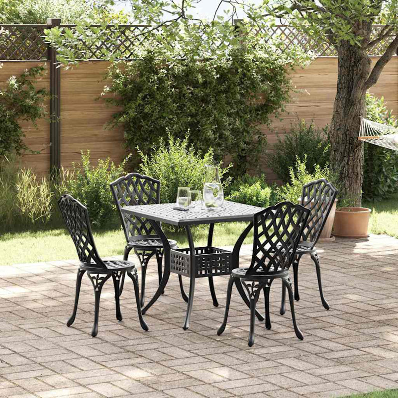 4 - Person Patio Dining Set with Square Table, Black