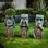 Ensemble de 3 statues solaires de jardin Rue See, Hear, Speak No Evil