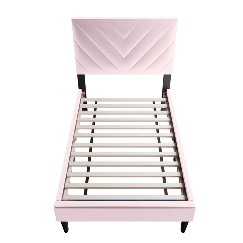 Lit plateforme moderne, Lit simple, Rose clair