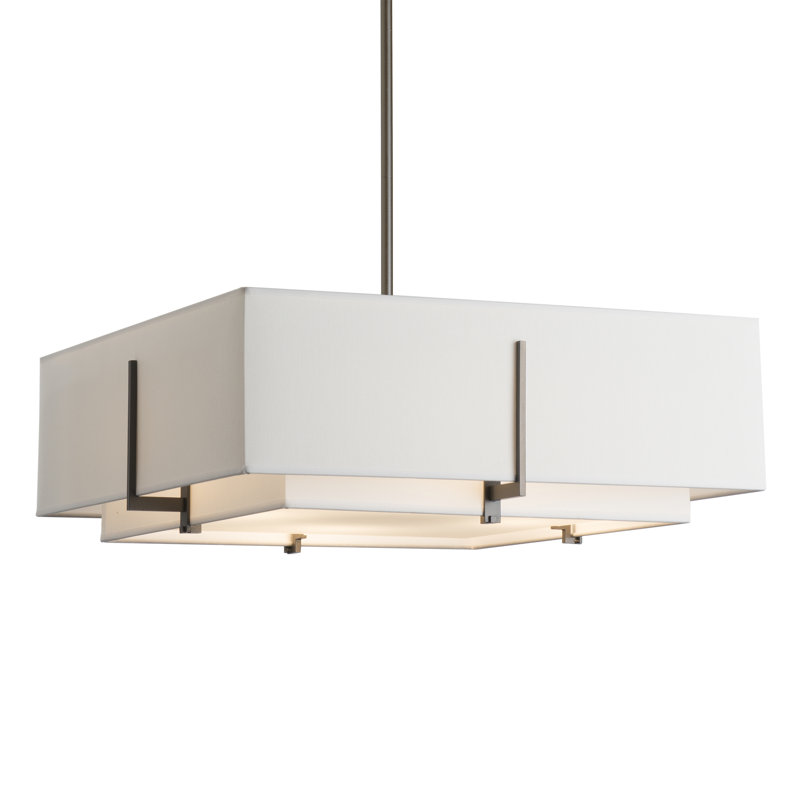Exos 4 - Light Unique Square Pendant, Natural Anna Shade, Dark Smoke, Medium