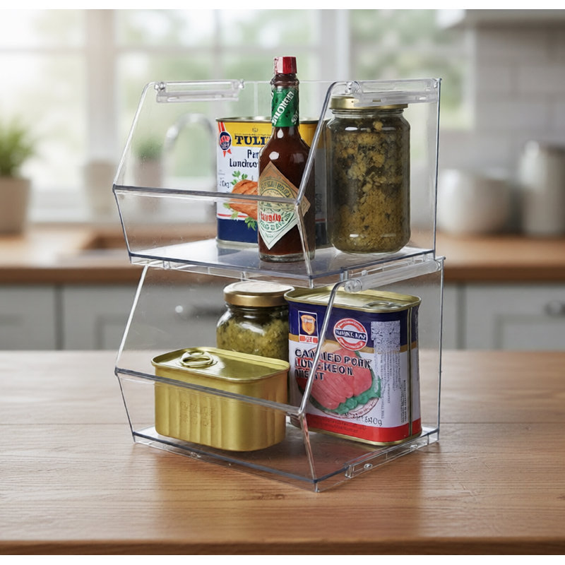 Azar Displays Small Clear Stackable Bin, 4-pack