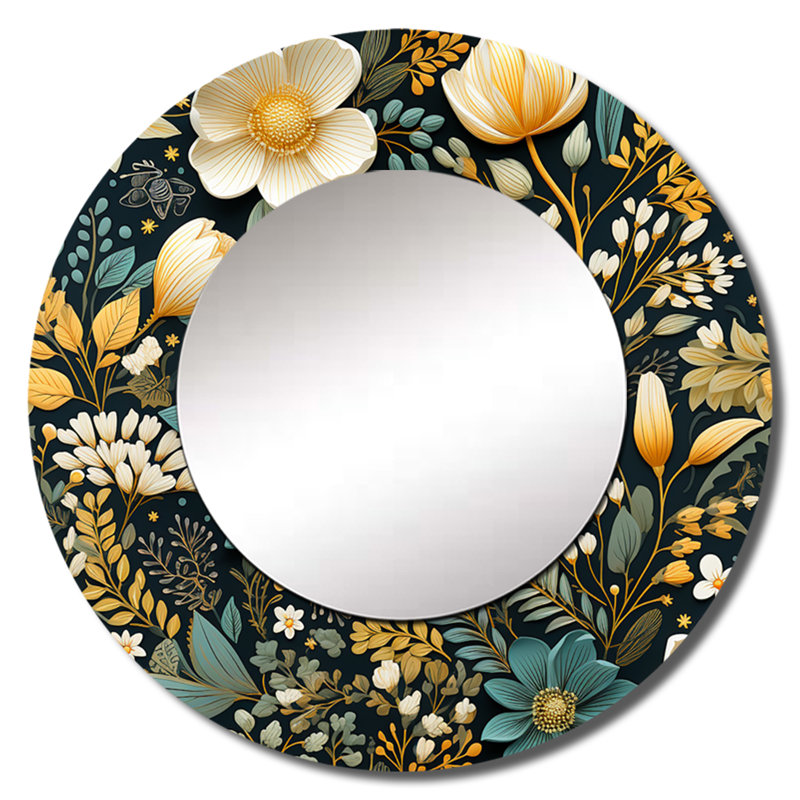 Schrider Floral Wanderlust, motif boho - miroir mural botanique unique, 23 po x 23 po, Rond