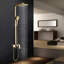 Modern Gold Exposed Bathroom Shower Mixer Twin Head Bar Set Square Valve Brass