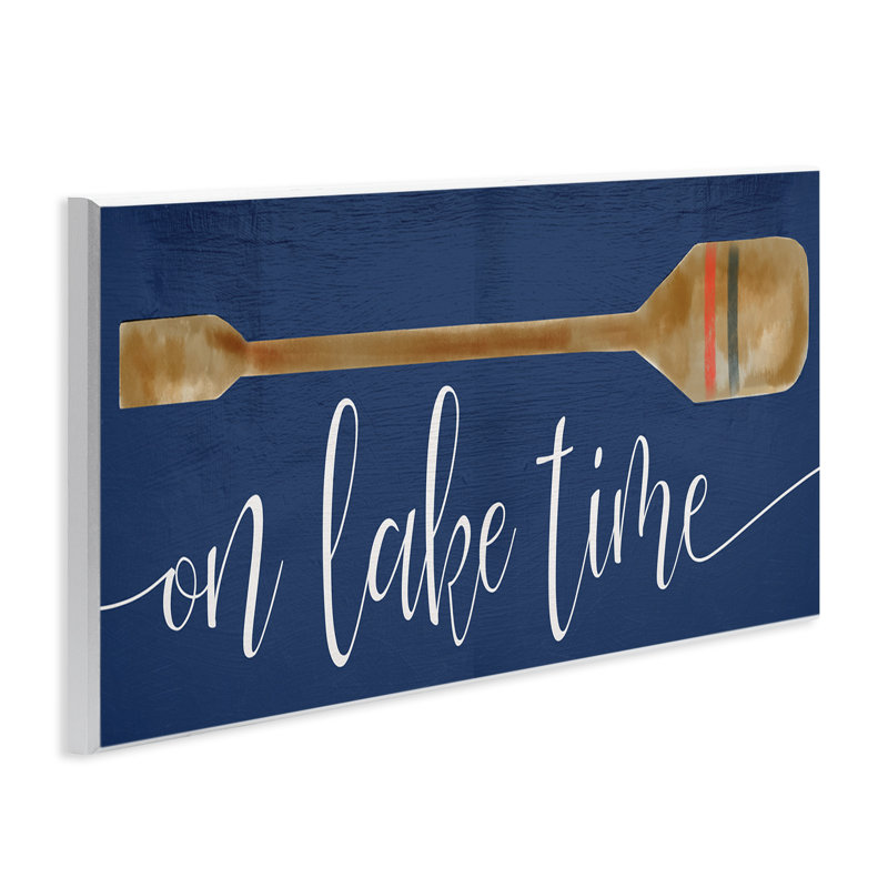 "On On Lake Time", peinture sur rame sur bleu par Daphne Polselli