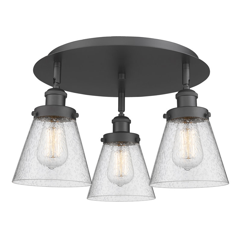 Cone 3 Light Flush Mount, Seedy, Matte Black