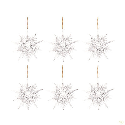 Cintre en forme de flocon de neige en fer 6,1 x 1,8 x 6,3 po, boules de Noël suspendues décoratives pour décorations de fêtes, ensemble de 6