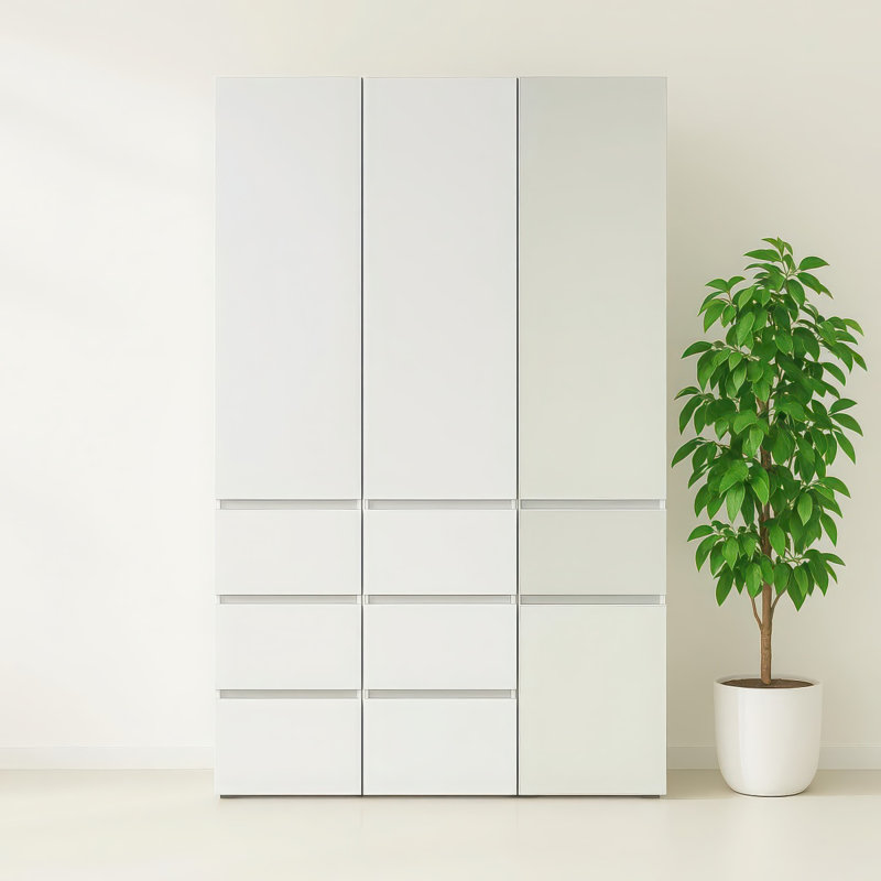 Elise Modular Wood Closet System With Mirror In White