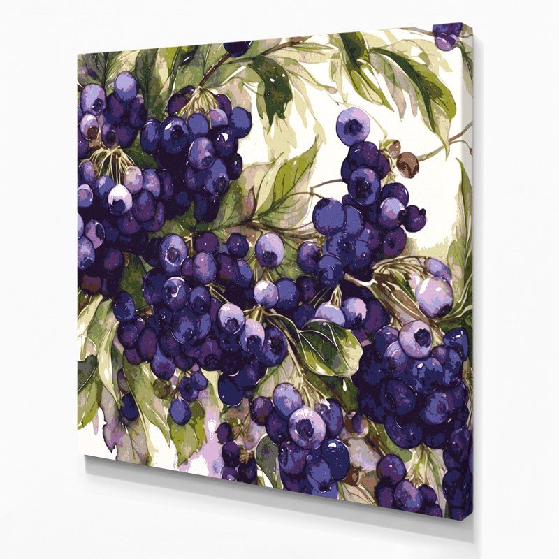 Fruit, baie de Saskatoon, art mural sur toile mauve, H 16 po x l 16 po