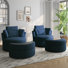 Upholstered Swivel Lounge Armchair With Storage Ottoman(Set of 2)