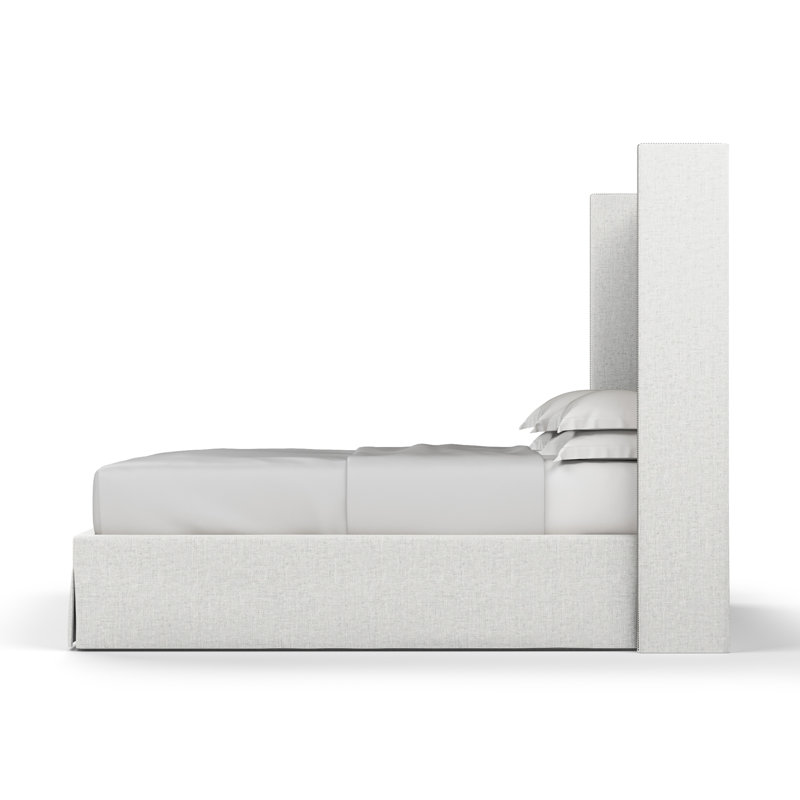 Lit tapissier Kaiser Box, Double, Lin à tissage carré blanc