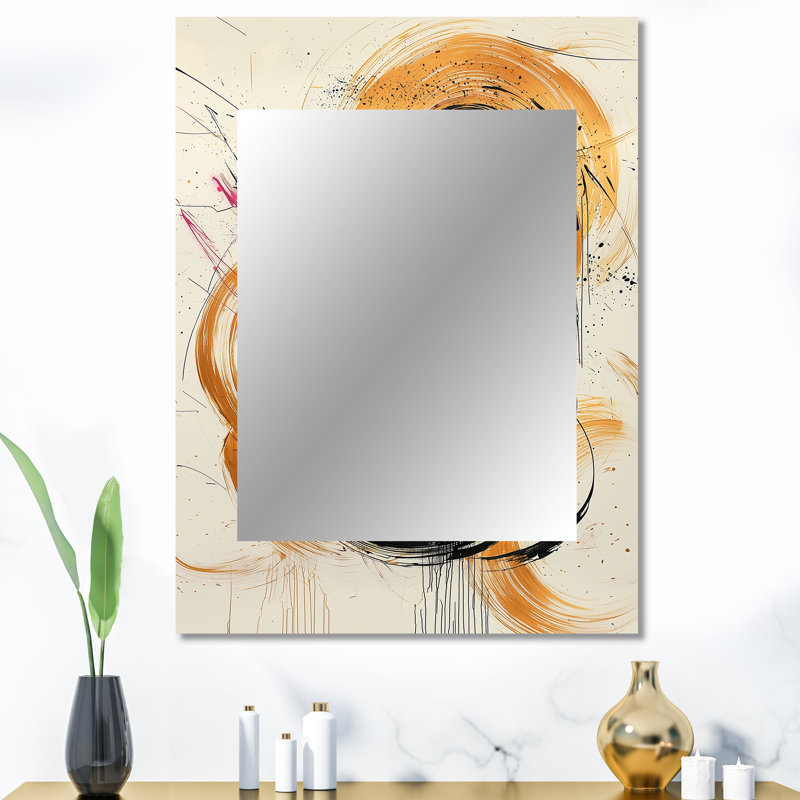 Abstract Circles In Pink And Gold Tones IV - Abstract Shapes Decorative Mirror, Pink Wall Mirror, Printed Metal Art