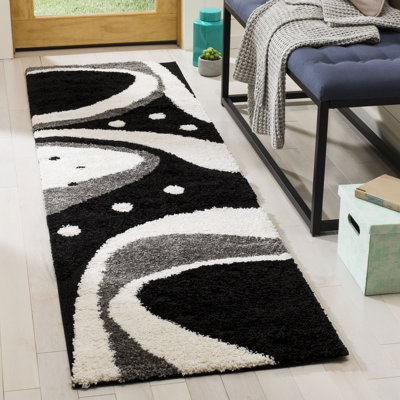 Ashal Abstract Black/Ivory Area Rug