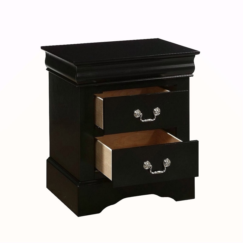 Table de chevet 2 tiroirs, Noir