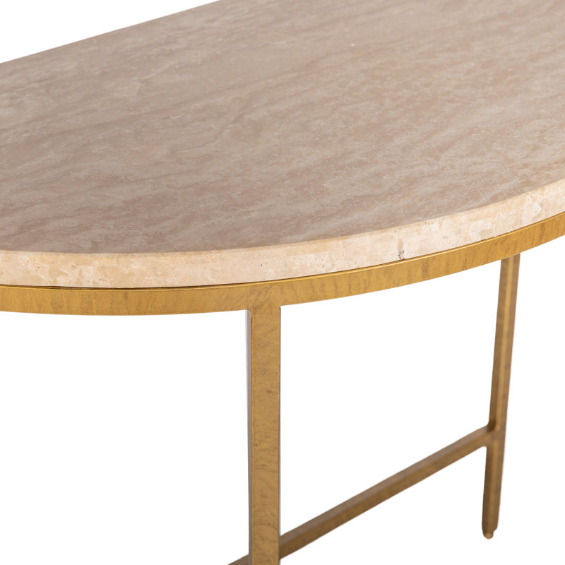 Vermont 38" Console Table, Royal Gold, Lite Travertine