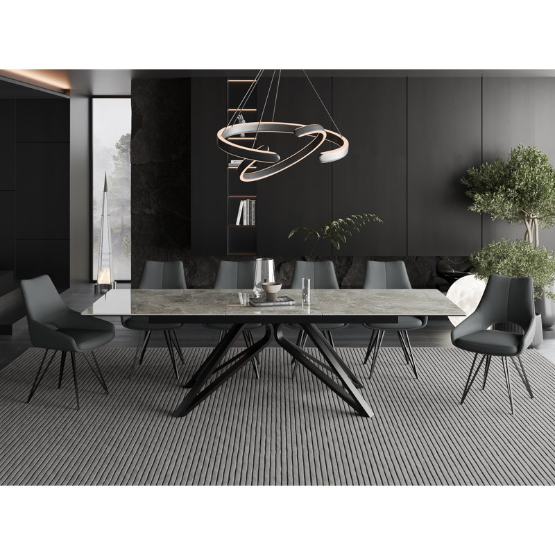 Baudouin 180-240cm Ceramic Extending Dining Table, Grey
