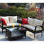 Meuble de patio brun 4 pièces avec boîte de rangement modulaire et 4