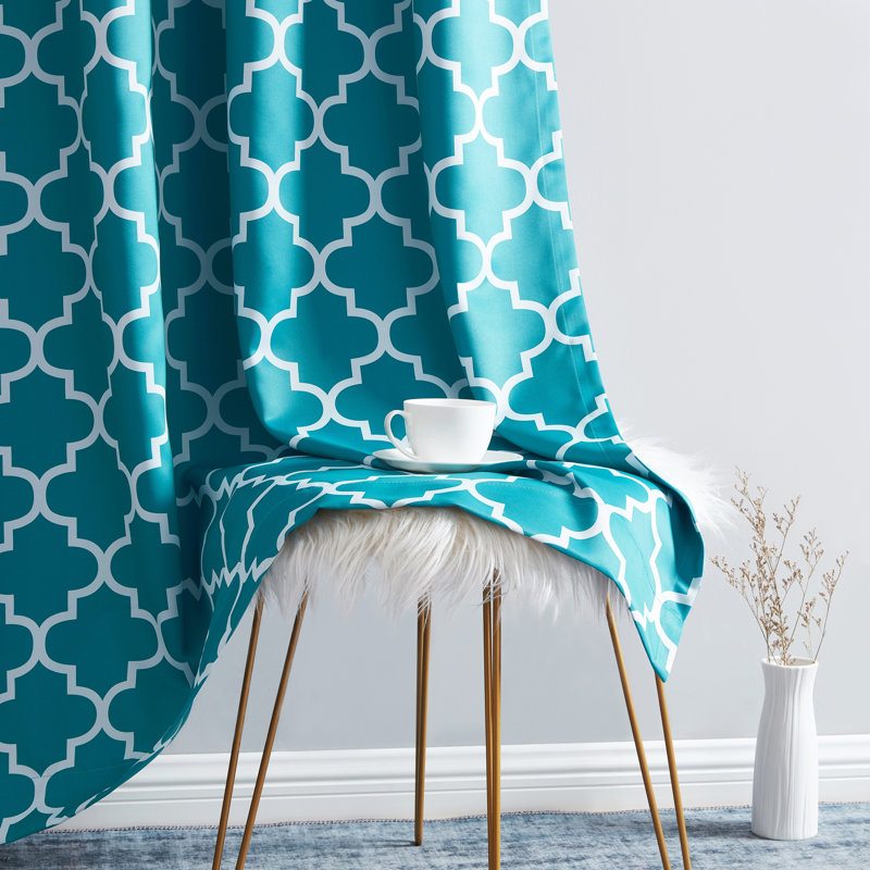 Alexuis Blackout Curtain Pair, Teal Blue, 37" W x 63" L