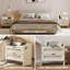 Table de chevet en rotin, ensemble de 2, table de chevet avec station de charge de type C - 2 tiroirs, table de bout Boho-955992914-955863020