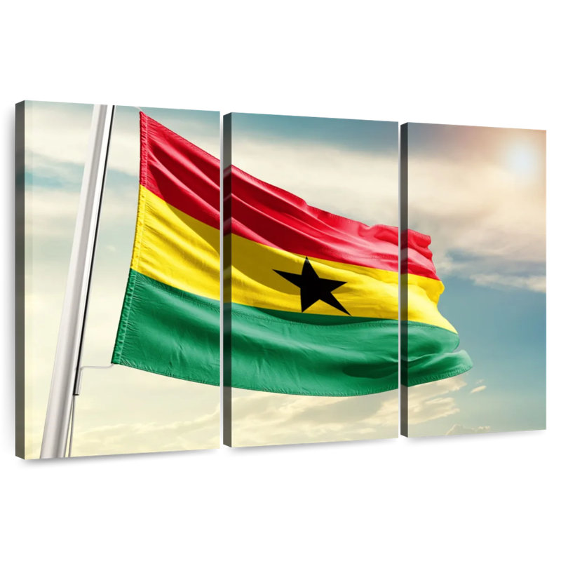 Borges Waving Ghana Flag, 32" H x 50" W