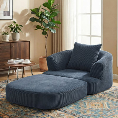 Fauteuil demi-tonneau d'appoint convertible surdimensionné rembourré