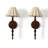 Vintage Wall Sconce with Linen Shade, Faux Wood Metal Arm