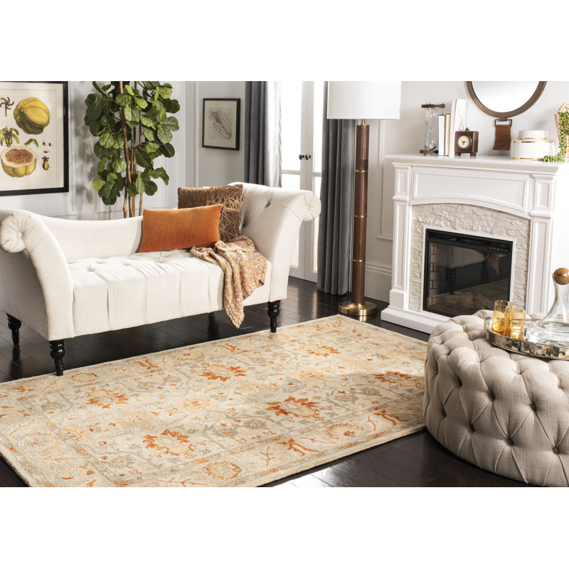 Antiquity Hand-Tufted Beige Area Rug, Rectangle 2' x 3'