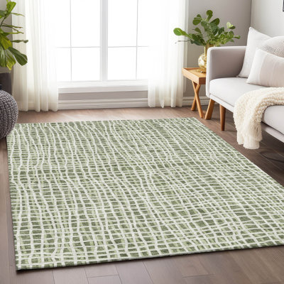 Premium Machine Washable Prisco Green Rug