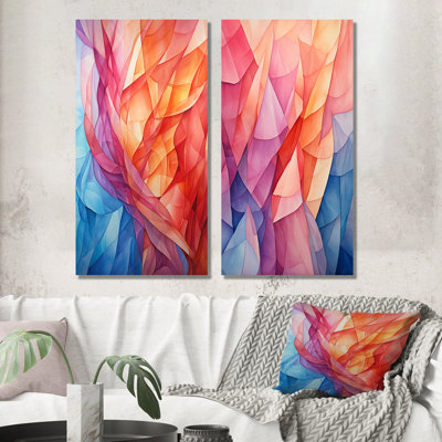Multicolor Cubism Chromatic Facets - Cubism Canvas Prints Set Of 2