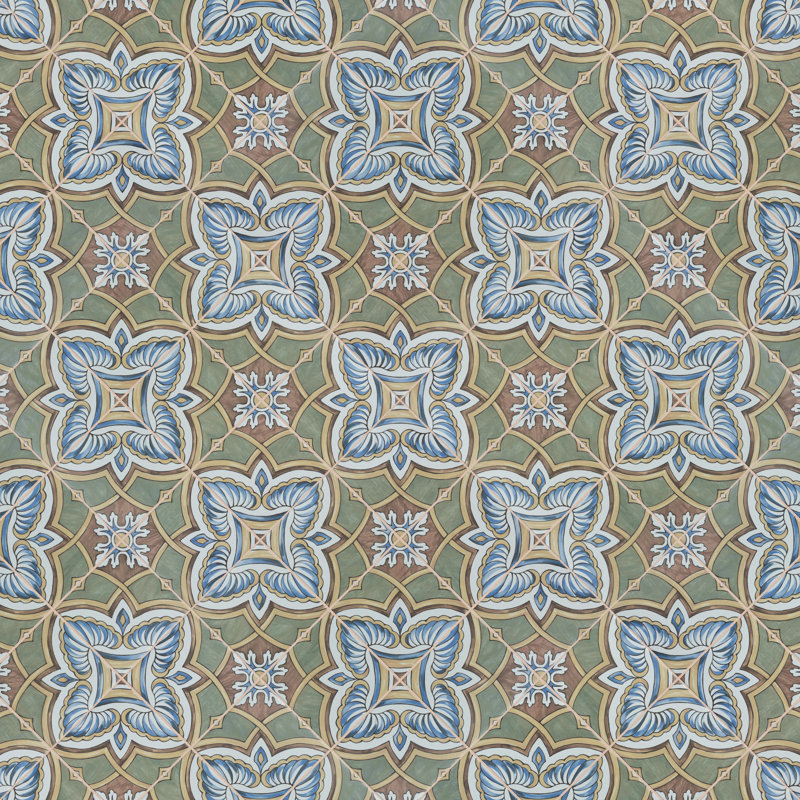 Harmonia 13" x 13" Ceramic Patterned Wall & Floor Tile, Green/Blue