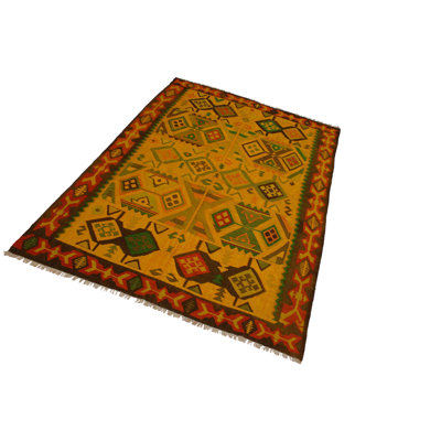 Tapis beige en laine fait à la main de conception unique 8 pi 1 po x 11 pi 3 po Loy