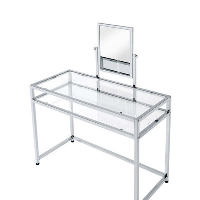 Ensemble de coiffeuse avec tabouret Coleen, finition chromée