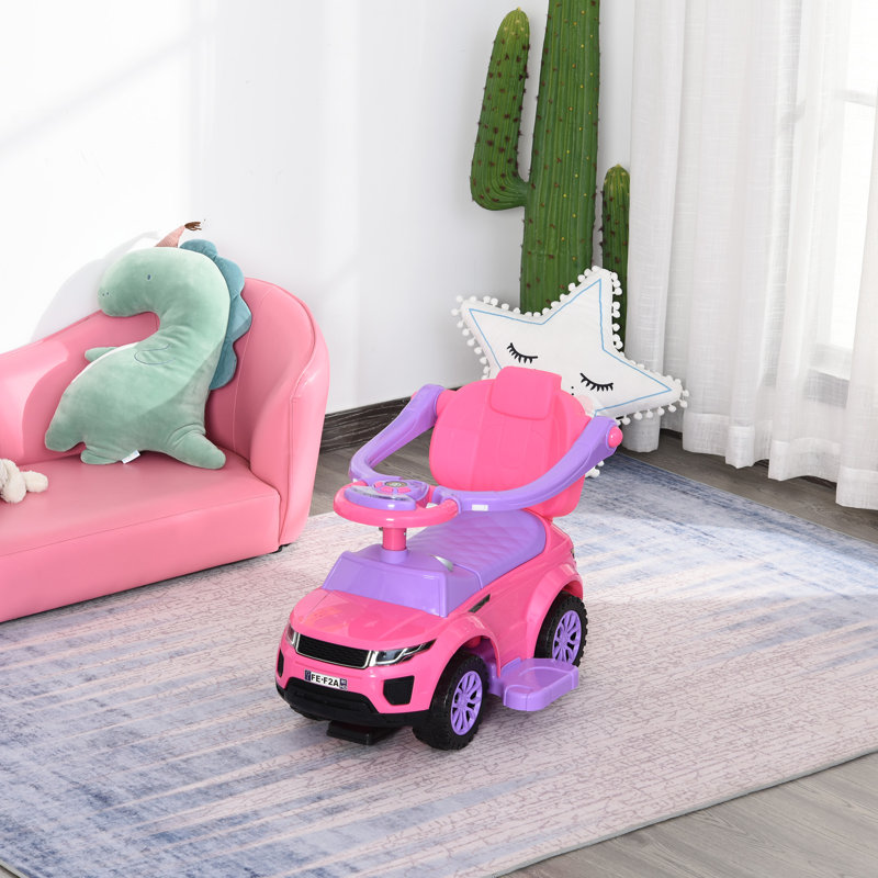 Pink and Purple 3-in-1 Kid's Ride-On Push Car