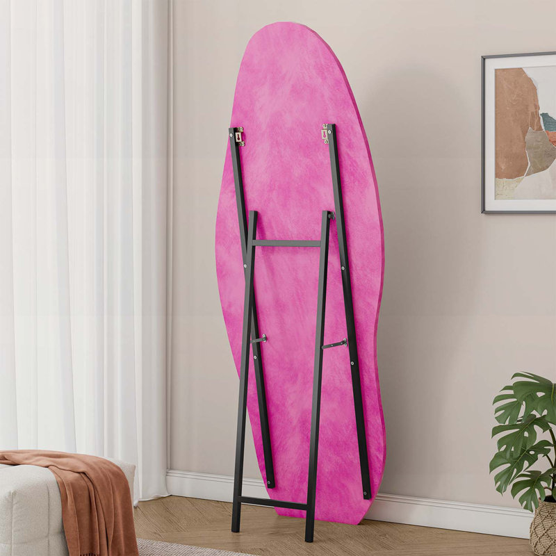 Miroir irrégulier ondulé, cadre en bois, debout ou mural pour une décoration élégante, Rose