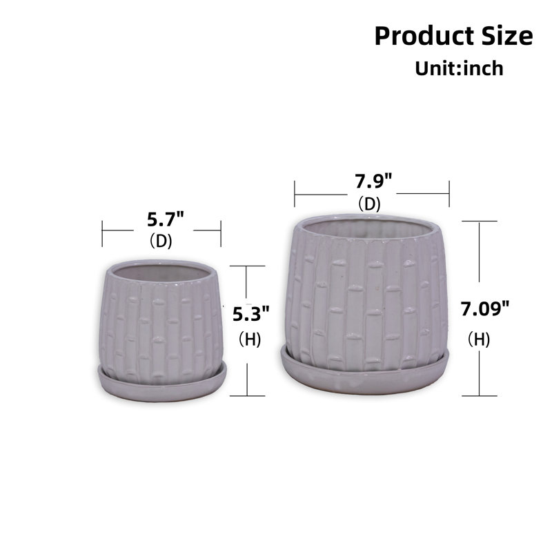 Deux vases en céramique blanche pour terrasse, jardin, rebord de fenêtre et plus