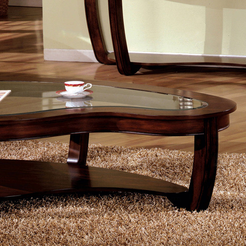 50.6" W Transitional Coffee Table, Dark Cherry