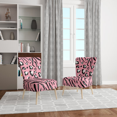 Chaise d'appoint rembourrée tigrée et léopard rose