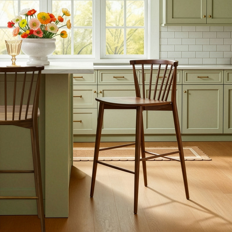 Tybee 25'' Solid Wood Counter Stool, Walnut