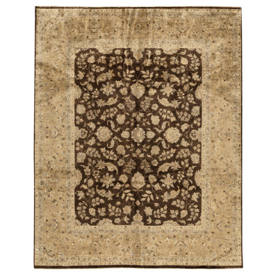 Hand Knotted Wool Area Rug in Brown/Gold