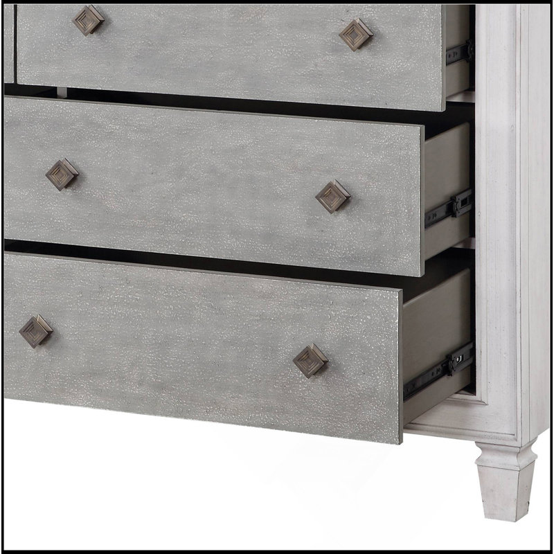Commode Katia gris rustique et blanc vieilli
